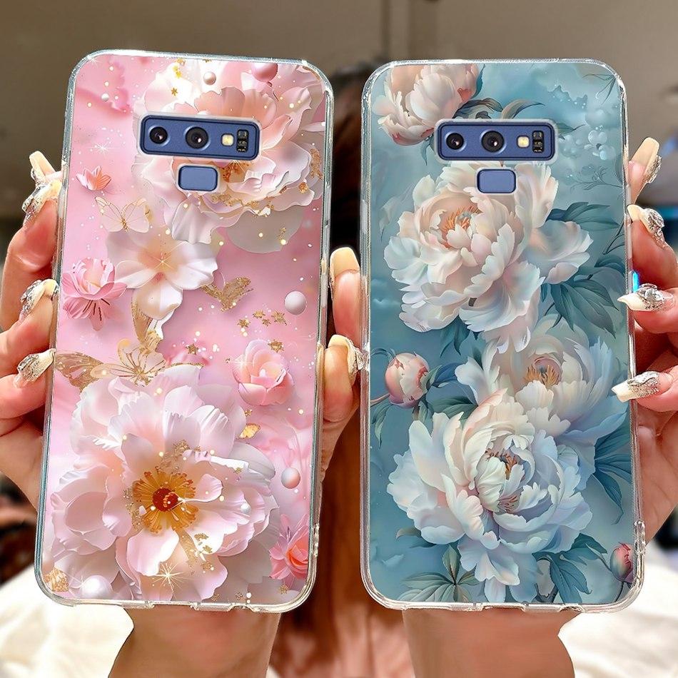 For Samsung Galaxy Note9 Elegant Floral Butterfly Phone Case For Samsung Note 9 SM-N960F SM-N9600 Soft Silicone TPU Cases
