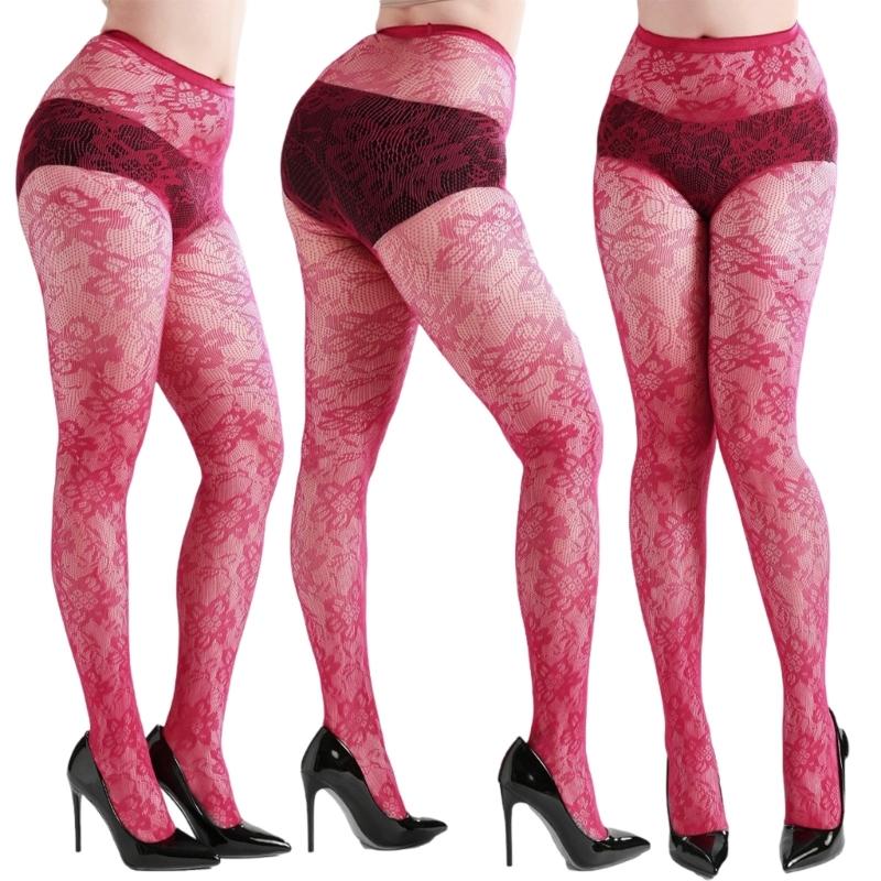Колготки в узор Чулки-сетка Колготки с высокой талией Чулки Леггинсы Кружевные колготки для женщин Девочек Летние леггинсы бордовый