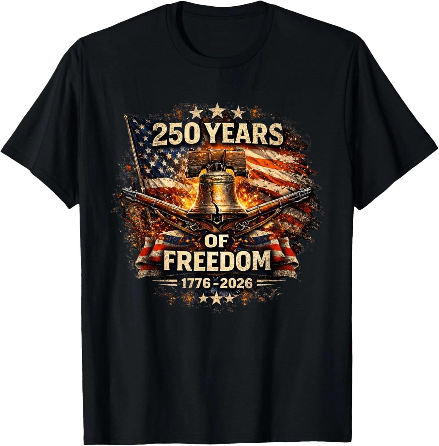 250 Years of Freedom 1776–2026 Patriotic Liberty Bell USA T-Shirt S