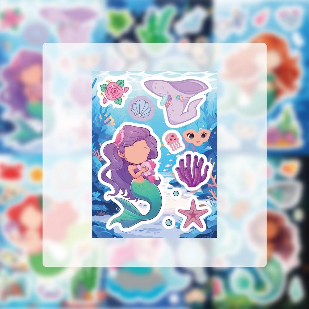 81632Sheets Mermaid Stickers Make A Face Stickers Diy Kids Rewards Craft Sticker Party Favors Classroom Art Craft Supplies