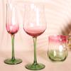 Flowers Vertical Goblet High Value Pink Blue Gradient Champagne Cup Red Wine Glass Dessert Cold Water Cocktail Glass Cup