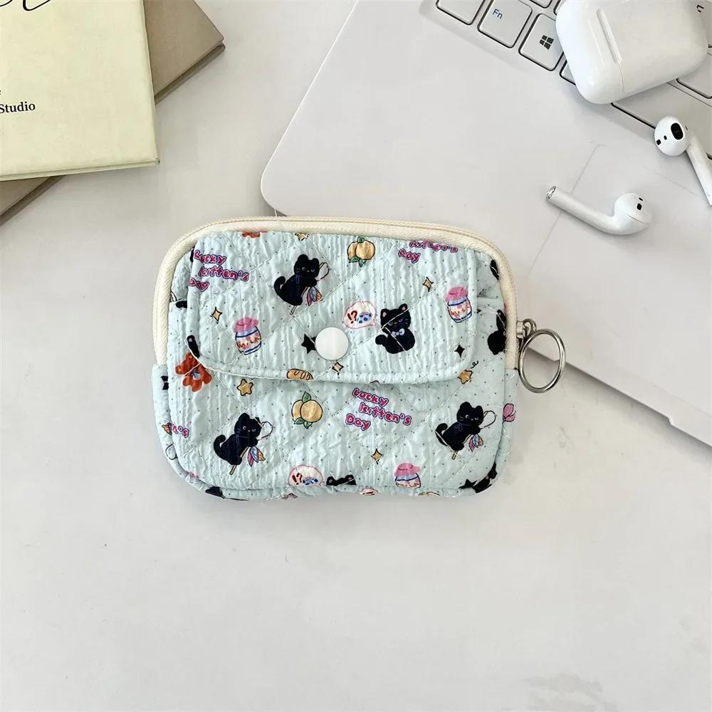 Cartoon Printing Mini Canvas Coin Purse Multifuctional Small Lipstick Bag Jewelry Packing Bag Card Holder