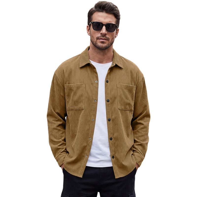 Men S Corduroy Button Up Shirt Slim Fit Casual Workwear Jacket