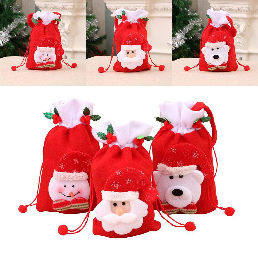 3Pcs Beautiful Christmas Gift Bag Set Food Grade Strong Tear Resistant for Birthday Christmas Festival Tea Party