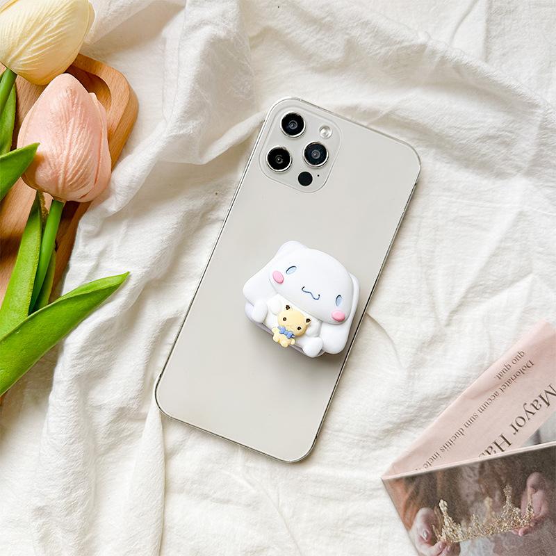 Cartoon Cute Puppy Mobile Phone Airbag Bracket Wind Back Sticker Retractable Flip Mirror Portable