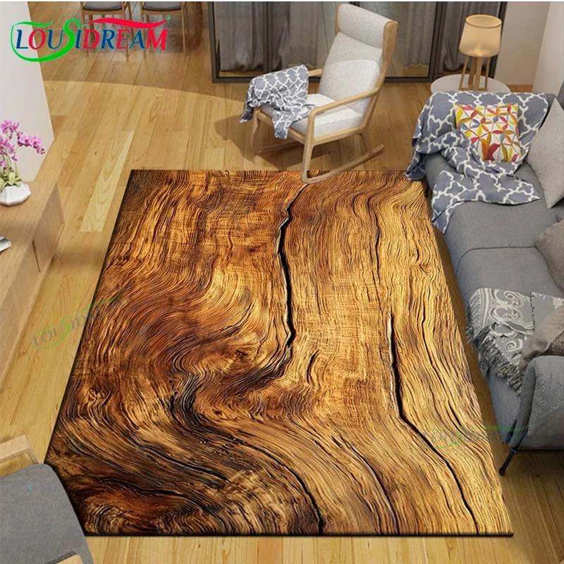 Classical Wood Grain Decor Carpet for Outdoor Balcony Garden Coffee Table Bedroom Area Rugs Kitchen Un-slip Floor Mat Alfombra