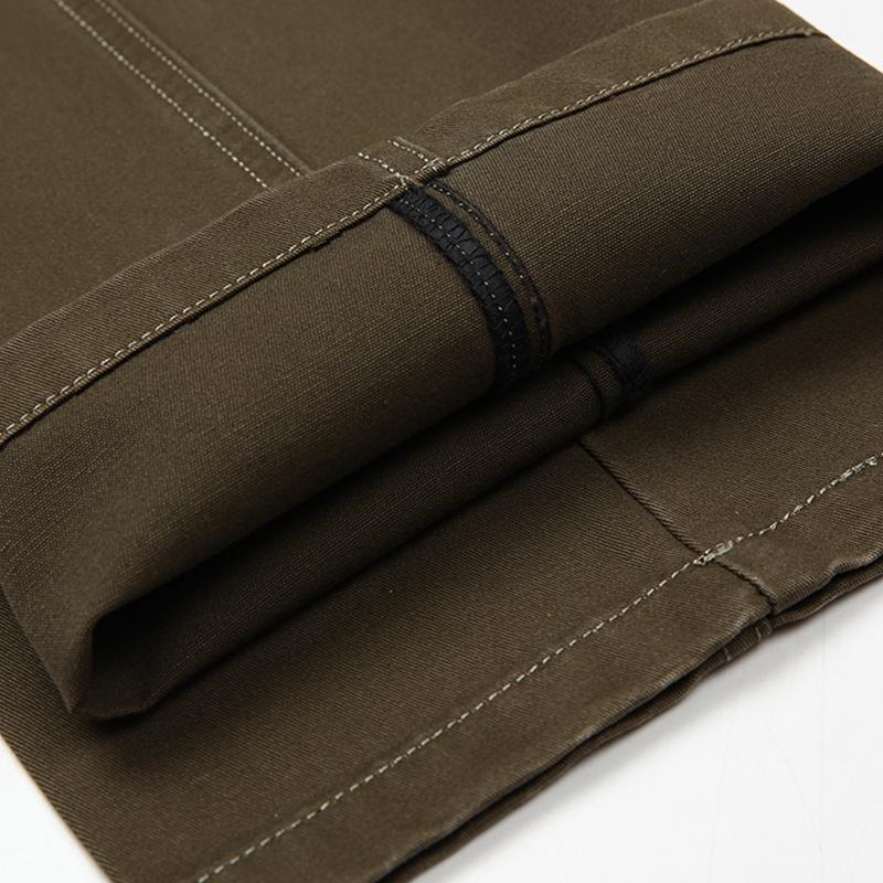 Men's Cotton Casual Pants - Autumn/Winter, Loose Fit, High Waist, Straight Leg, Middle-Aged To Elderly