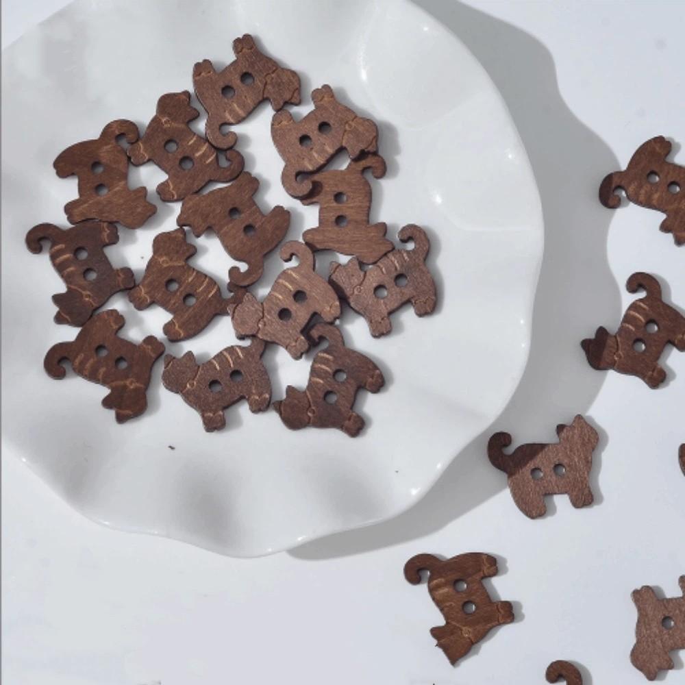 20 Pcs Bear Cat Shape Buttons Wooden Sewing Buttons Creative Projects Fish Buttons Clothing Sewing