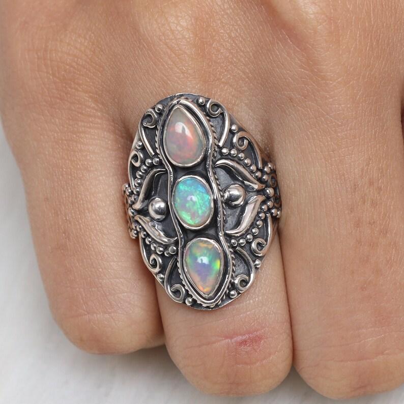 Ethiopian Opal Gemstone Ring, Boho Ring, Handmade Jewelry, Ring For Women, Designer Ring, Statement Jewelry, 925 Sterling Silver