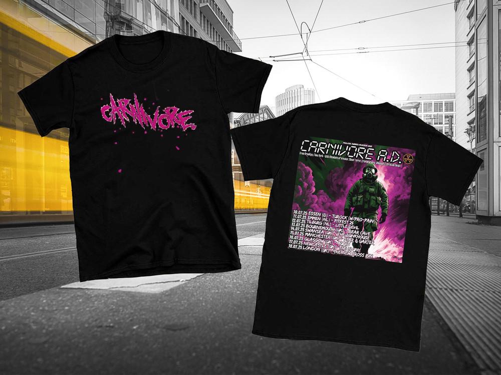 2 Sides Carnivore Band 2025 UK Tour Shirt Black Unisex S-5XL 1J0315 Unisex T-Shirt XXXXL