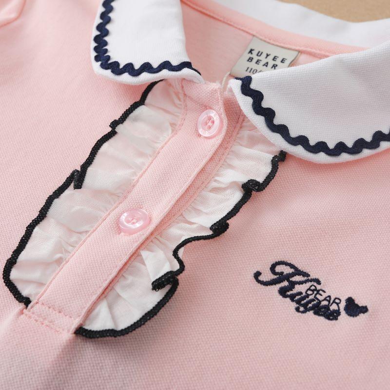 Dívčí polokošile léto Krátké rukávy Topy Dětské Bavlněné tričko Oblečení s límečkem pro děti 4-12 let Roztomilé oblečení