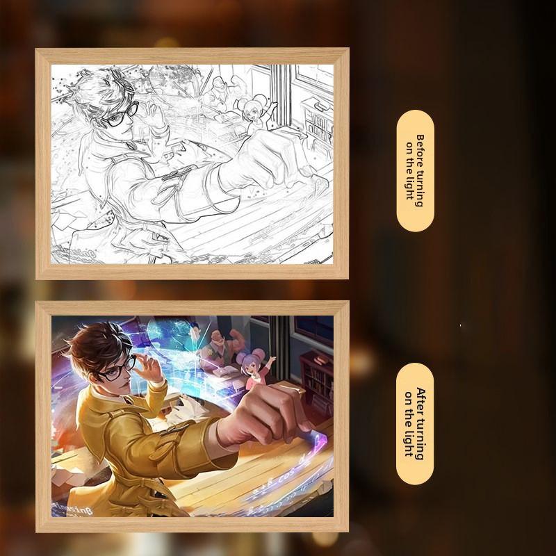 23cm/9.06in Honor Of Kings Light Painting 3D Game Peripherals Led Night Light Bedroom Table Decorate Collectible Party Supplies