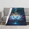 A Flannel Blanket With Ice Lotus Pattern, Colorful, Soft, Warm, Lightweight, Machine Washable, Knitted, All-season,