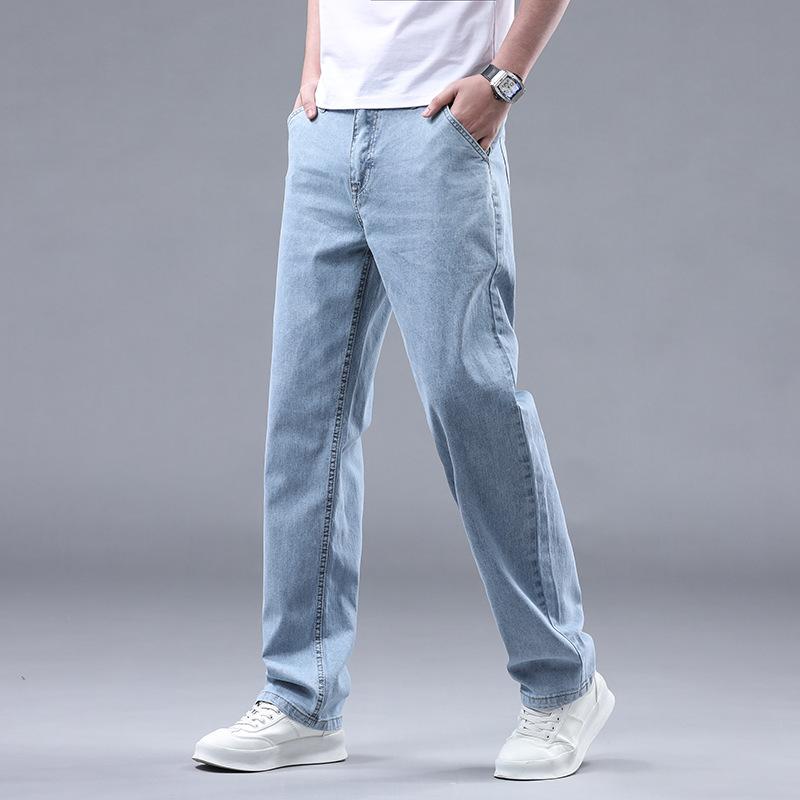 New Summer Pure Cotton Loose Straight Business Middle-aged and Young Men's Jeans