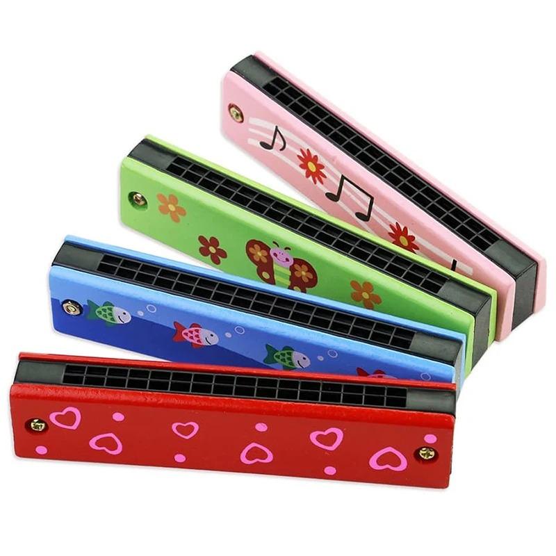 1PC Children's Harmonica, Creative Kindergarten Music Teaching Aids, Primary School Students Learn To Play Musical Instruments, Wooden Harmonica Toys