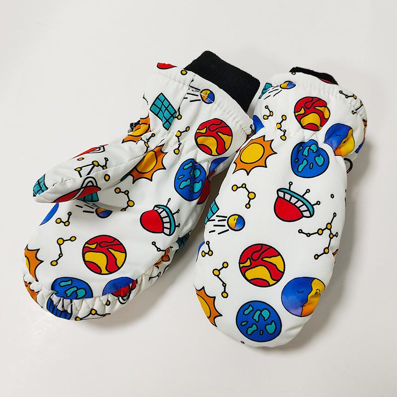 Cozy Winter Cartoon Fleece-Lined Gloves for Girls, Ages 2-5