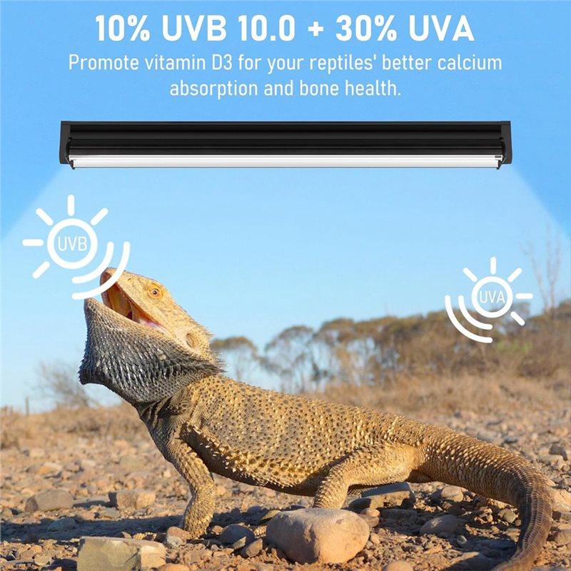 Plazí UVB žárovka T5 10.0, 24W HO UVA UVB Pro agamu vousatou Světelná lišta 22 palců 2 ks