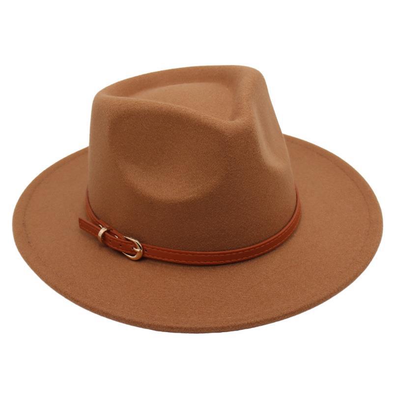 Top Hat Jazz Hat Men'S And Women'S Plush Felt Hat Wool Hat Belt Buckle Tide