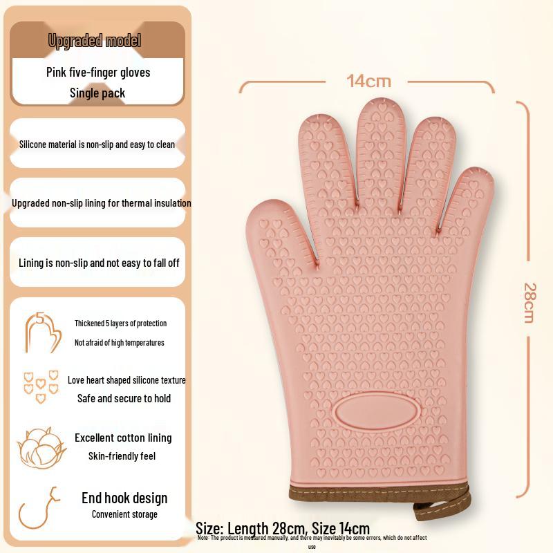 Heat-Resistant Silicone Oven Gloves: Anti-Scald, Non-Slip, Thickened for High Temperature Baking, 2025.