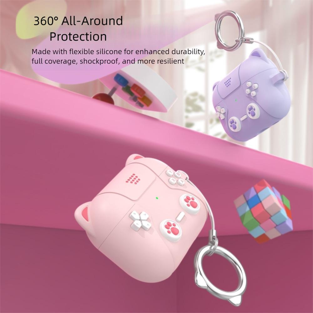 Silicone Earphone Case Cartoon Cat Ear Protective Shell for Airpodspro3 Earphone Accessories