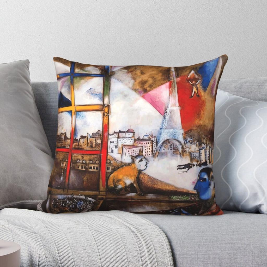 Marc Chagall Surrealism Square Pillowcase Polyester Linen Velvet Creative Zip Decorative Pillow Case Home