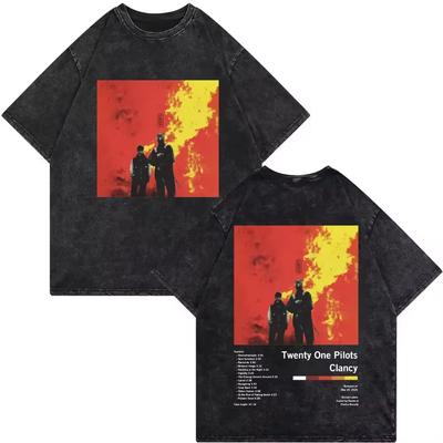 Twenty One Pilots Clancy Tour 2025 Tričko Pánské Dámské Módní Vintage Prané Trička Ležérní Volné Čistá Bavlna Tričko