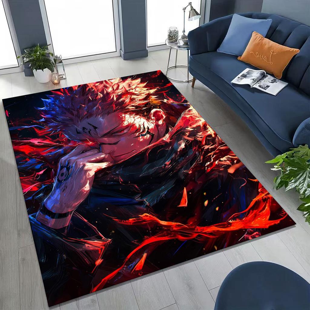 Anime Jujutsu Kaisen Yuji Satoru Kreskówkowy Dywanik do Sypialni Salonu Sofy Dekoracja Domu Wycieraczka, Duża Mata Podłogowa Antypoślizgowa do Zabawy dla Dzieci