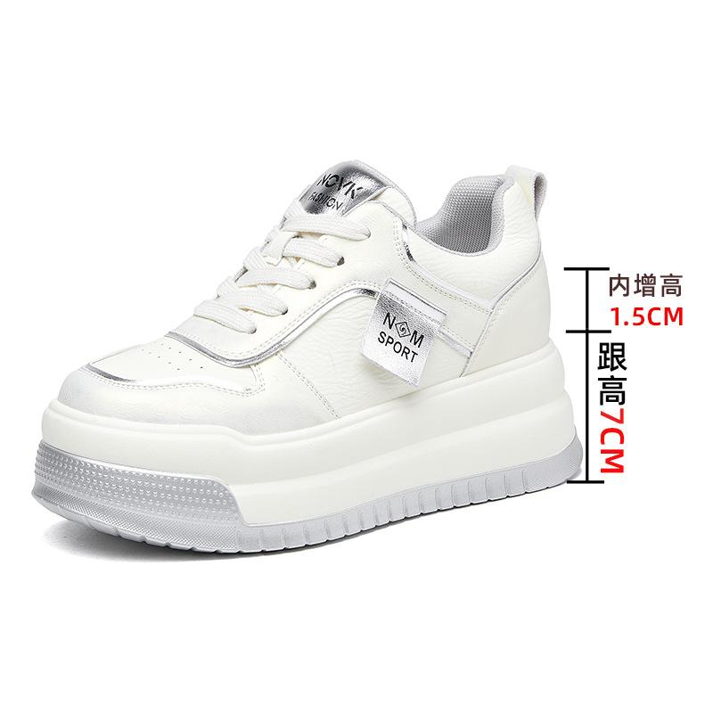 

Туфли на платформе с круглым носком, женские повседневные туфли-лодочки, весна 2025, новая женская обувь, кожаные белые туфли, детские универсальные 40