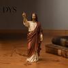 Sacred Figurine Gifts Jesus Reading Bookshelf Figure, Vintage Holy Christian Sculpture, Hand Painted Blessed Minimalist Art Resin Statue for