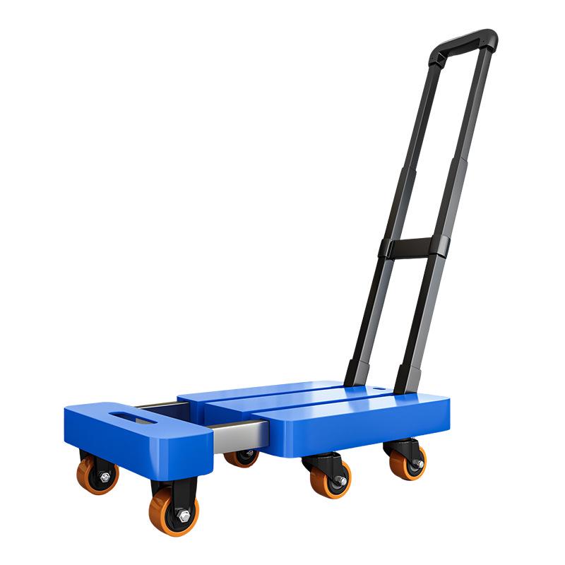 Compact Six-Wheel Telescopic Flatbed Hand Truck with Silent Foldable Design