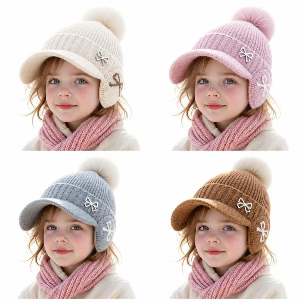 Adjustable Kids Baseball Cap Thickened Beanie Cap Cute Knitted Hat With Brim Winter