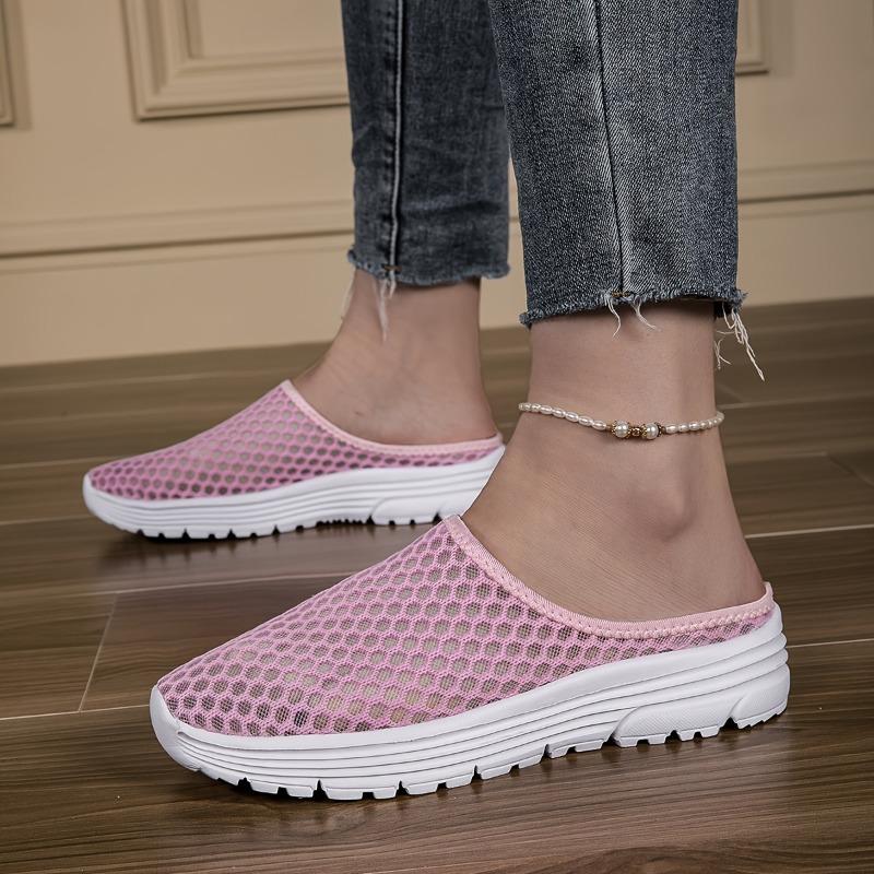 Half Slippers Women Outer Wear Summer Mesh Women Walking Sandals Slippers Large Size Comfortable Sneakers