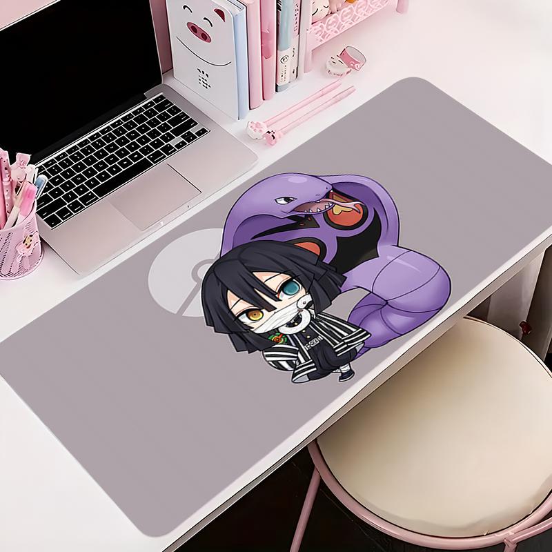 Mouse Pad Office PC Accessories Keyboard Mat Anime Pattern Antislip Rubber Mousepad Gamer Ddemon Slayer Obanai Iguro Desk Mat