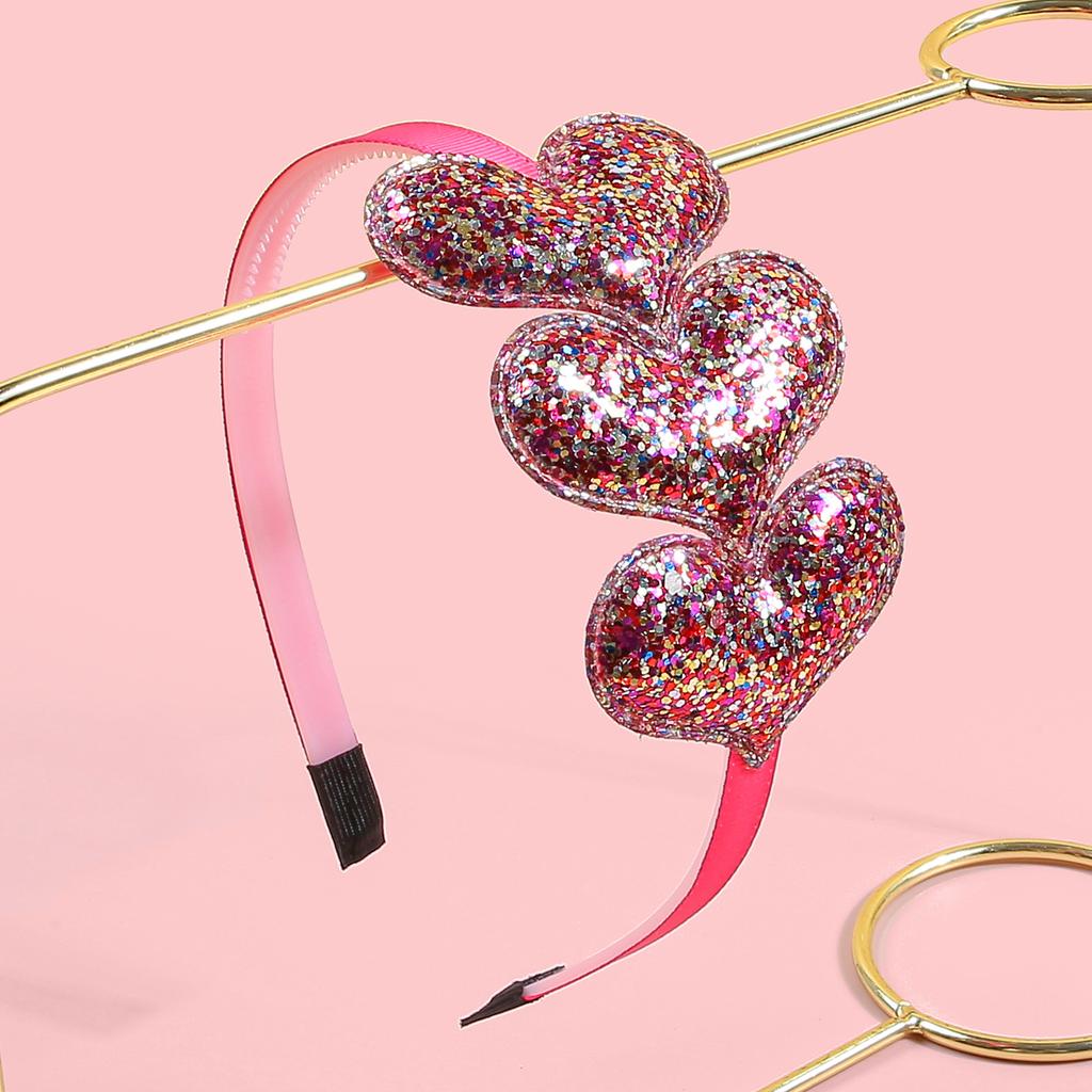 1/4pcs Sequin Heart Headbands for Women Valentine's Day Heart Shaped Hairbands Kids Girls Headband for Party Hair Accessories