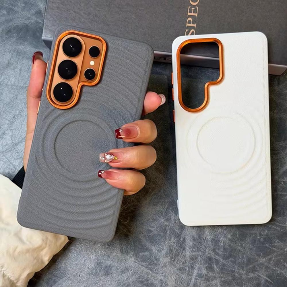 Fashion Ripple Non Slip Magnetic Hard PC Case For Samsung Galaxy S26 Ultra Plus Edge Metal Lens Protective Cover S26Plus Shell