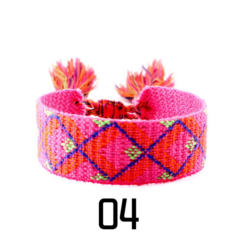 Women Fashion Jewelry Gift Colorful Decorative Pattern Embroidered Handmade Woven Bracelet Bohemian