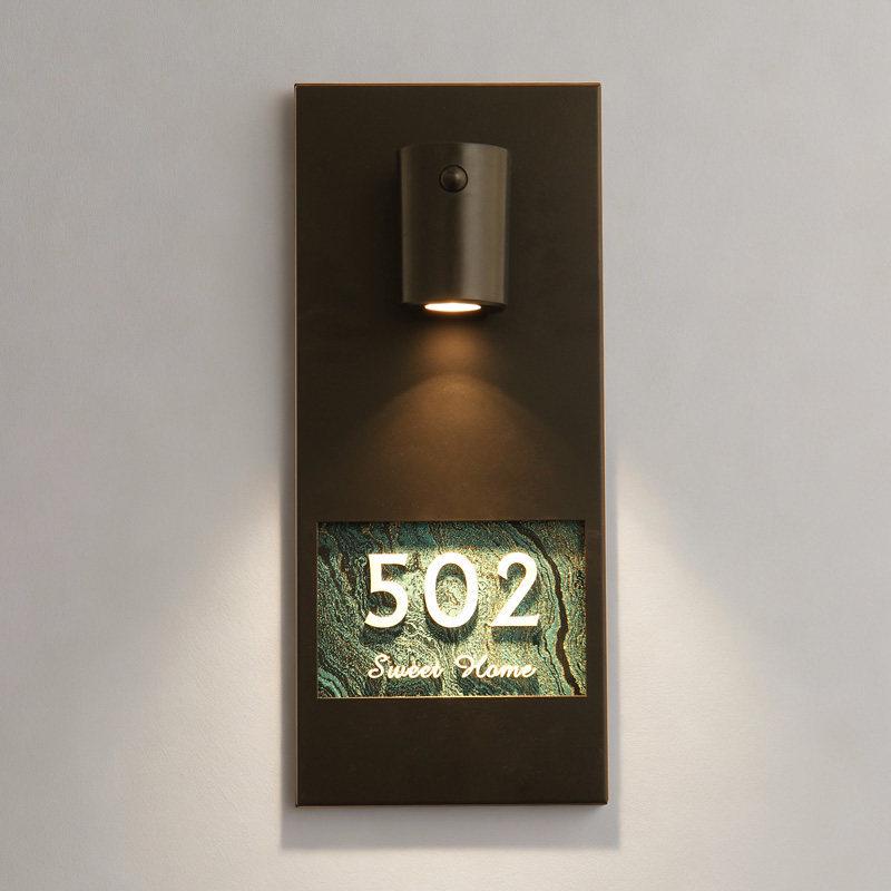 

2026 Luminous Metal Magnetic Charging Villa Door Number Decoration 35x15cm нефритовый/зелёный