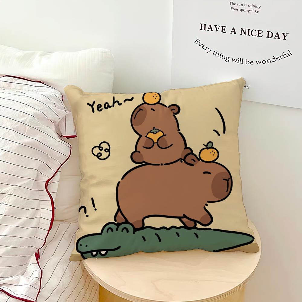 Kapybara Kreslená Roztomilý Povlak na polštář Pohovka Obývací pokoj Ložnice Čelo postele Opěrka zad Čtvercový polštářek Doba spánku