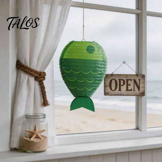Ocean Atmosphere Hanging Lanterns Fish-Shaped Paper Lantern, Theme Folding Lantern for Festival Party, Lightweight Fish Decor Photo Backdrop,