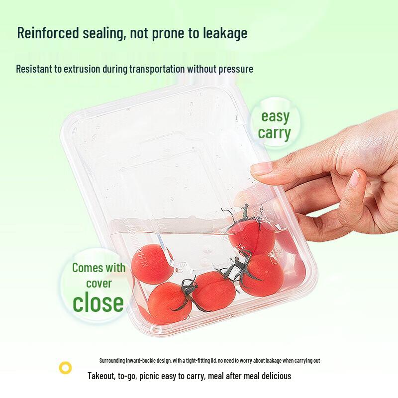 Temeiju Disposable Rectangular Food Containers with Lids (300-Pack)