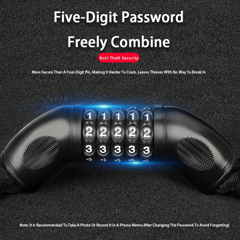 Bicycle Accessories Safety Heavy-Duty Anti-Theft Portable 120cm Bike 5-In-1 Combination Chain Password Lock