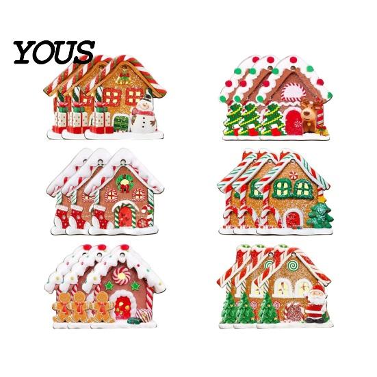 Vintage Candy Cottage Ornaments 24/36Pcs Gingerbread House Christmas Ornaments, Wooden Xmas Tree Decor with Rope, DIY Party Supplies Hanging