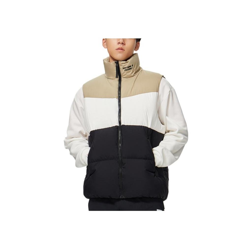 Li Ning Sports Fashion Series Color Block Zipper Stand Collar Sleeveless Vest Men Vests Black AMRS085-1