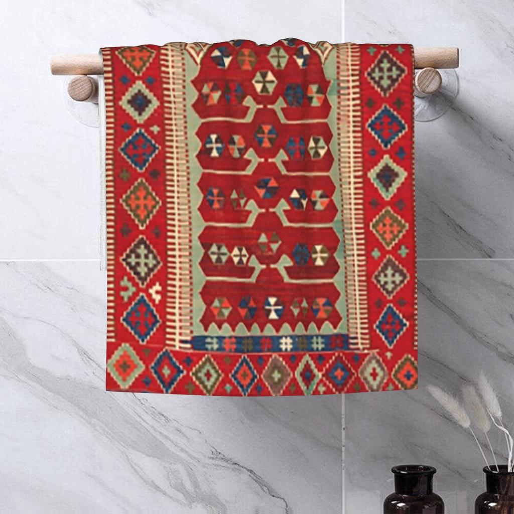 Antique Turkish Carpet Kilim Print Soft Face Towel Quick Dry Pool Bath Cotton Towels Absorbent