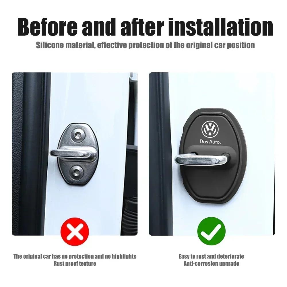 2/4Pcs Silicone Car Door Lock Cover Protective Decoration Case For Volkswagen Golf 4 Passat B8 B5 VW Sharan Polo 6R Tiguan Rline