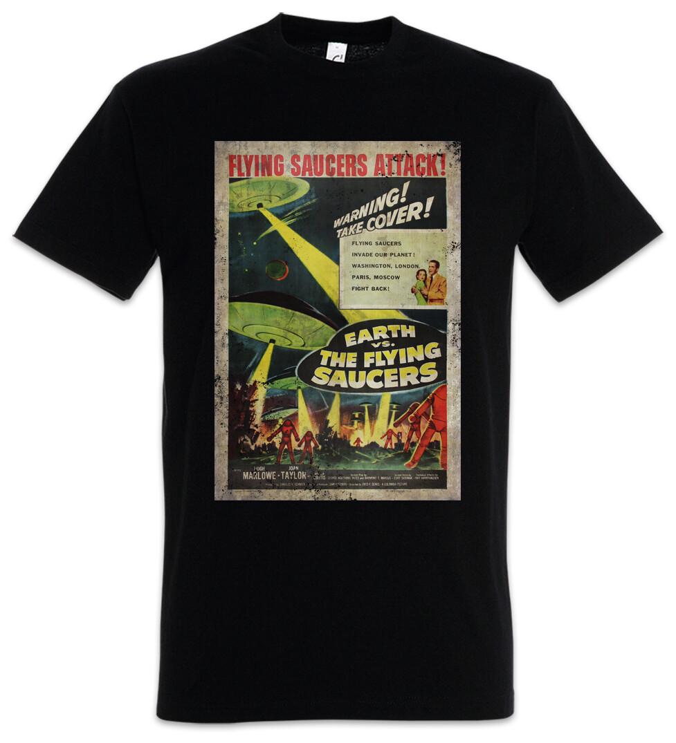 

EARTH VS. FLYING SAUCERS I T-Shirt Mens Womens Tees Top - Retro Area UFO Fliegend 51 Sci Fi Movie S