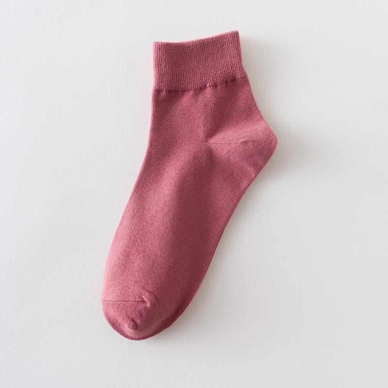 Korte Katoenen Sokken voor Dames, Ademende Effen Kleur College-stijl Katoenen Sokken