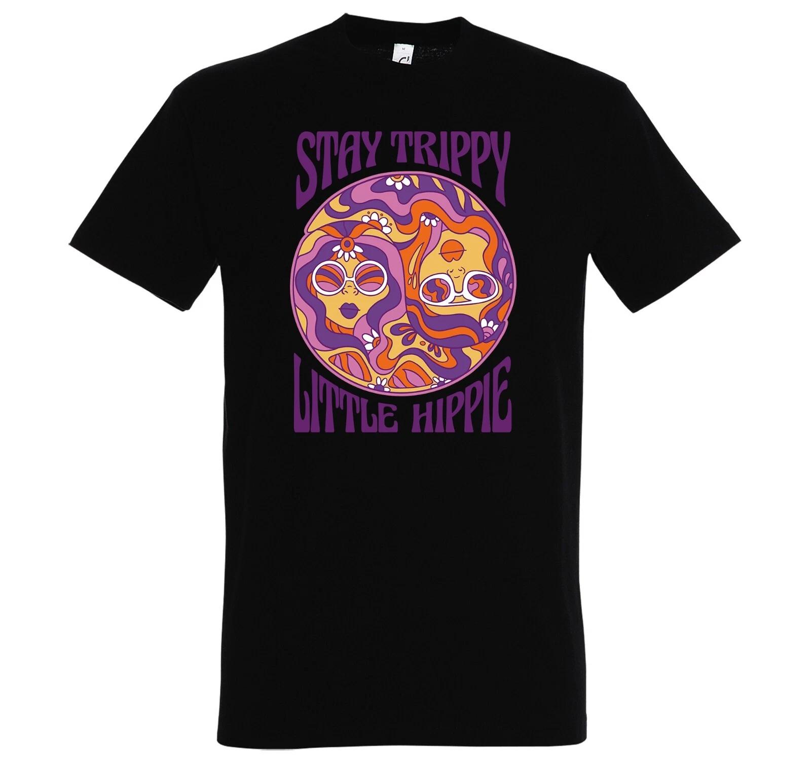 

Mens Stay Trippy Theme T-Shirt 70s 80s Hippie Yoga Psychedelics Fans S