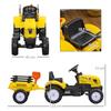 Trattore a Pedali con Rimorchio, Attrezzi, Clacson, per Bambini dai 3 Anni, Telaio in Metallo, Nero-Giallo, 133 x 42 x 51 cm