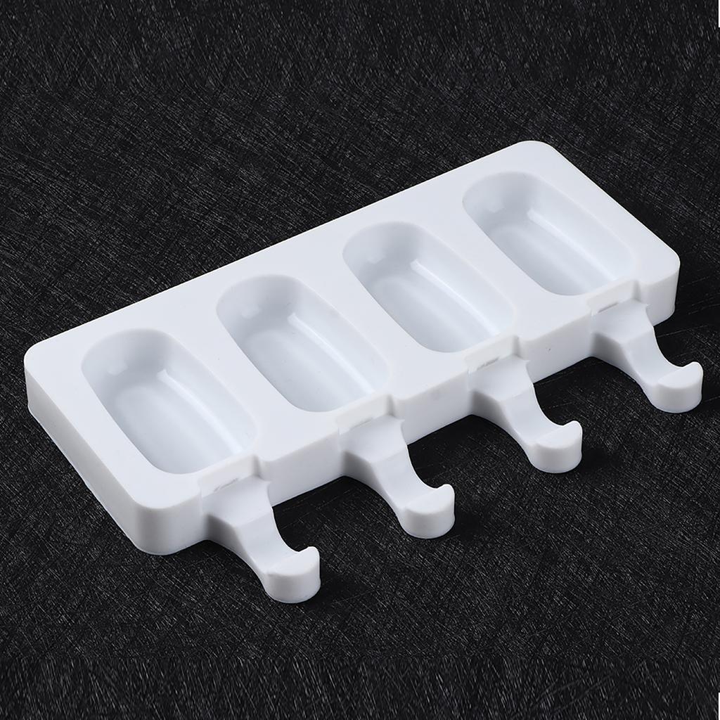 4?Grid Food Grade Silicone Ice Cream Mold Ice Bar Mold Making Tool with Stick for Household DIY